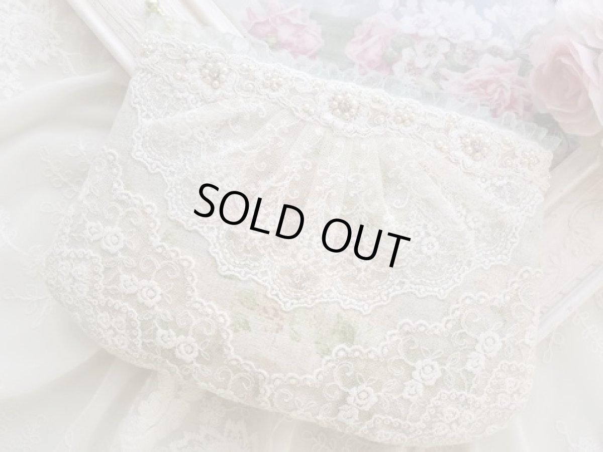 画像1: キラキラパールのレースのポーチのキット (1)