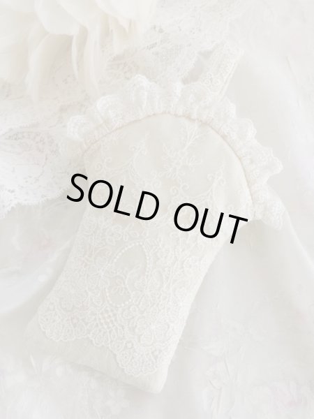 画像4: レースたっぷりリボン刺繍のバスケット型ポーチ完成品 (akiko) (4)