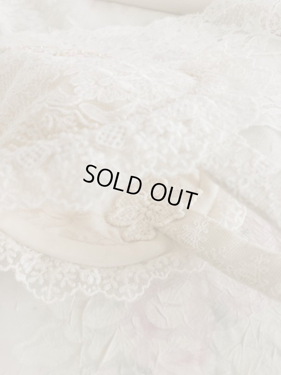 画像4: レースたっぷりリボン刺繍のバスケット型ポーチ完成品 (akiko) (4)