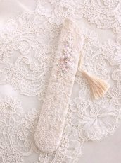 画像2: リボン刺繍のジュエリーのような扇子ケース完成品 (akiko) (2)