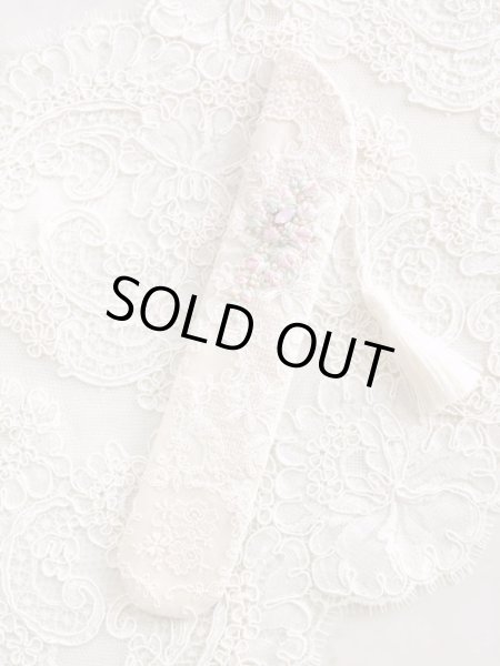 画像2: リボン刺繍のジュエリーのような扇子ケース完成品 (akiko) (2)