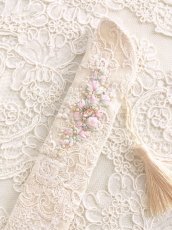 画像1: リボン刺繍のジュエリーのような扇子ケース完成品 (akiko) (1)