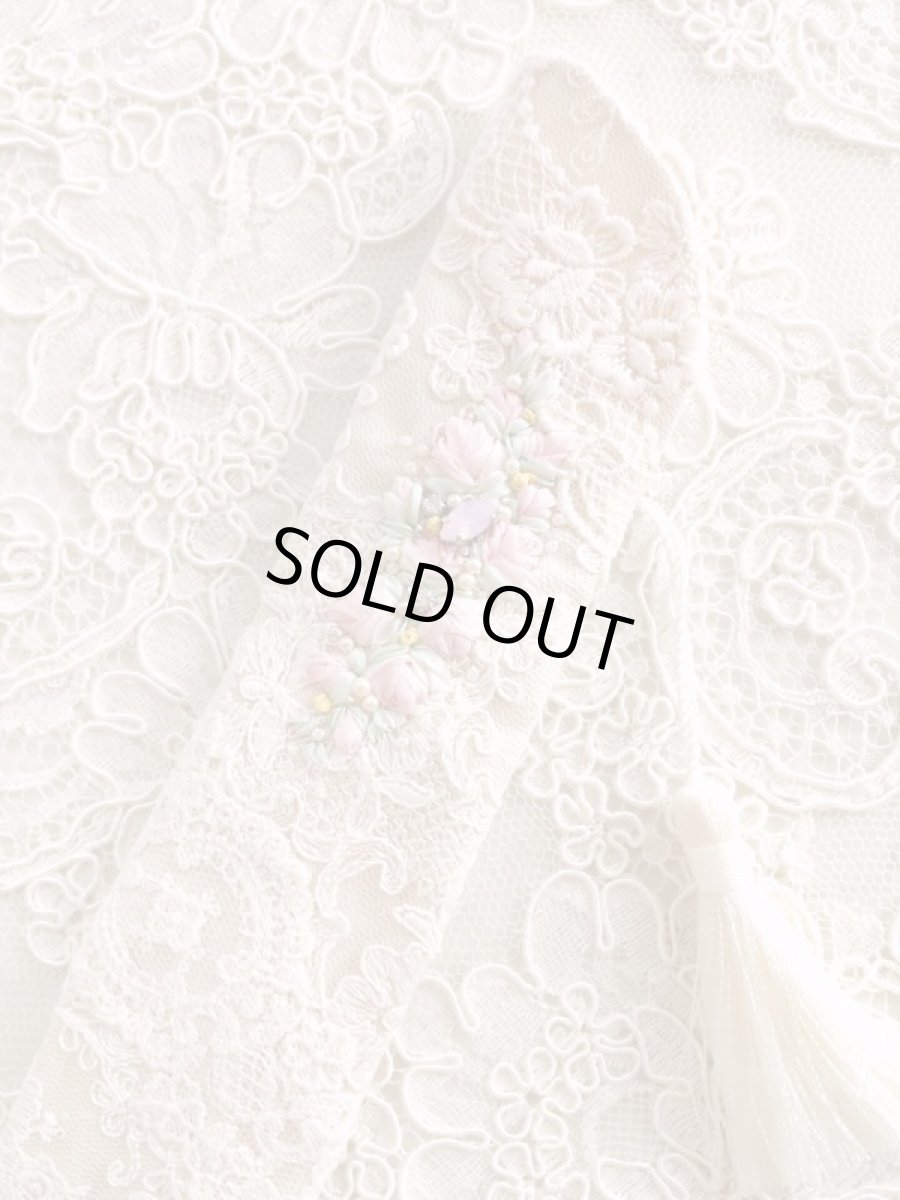 画像1: リボン刺繍のジュエリーのような扇子ケース完成品 (akiko) (1)