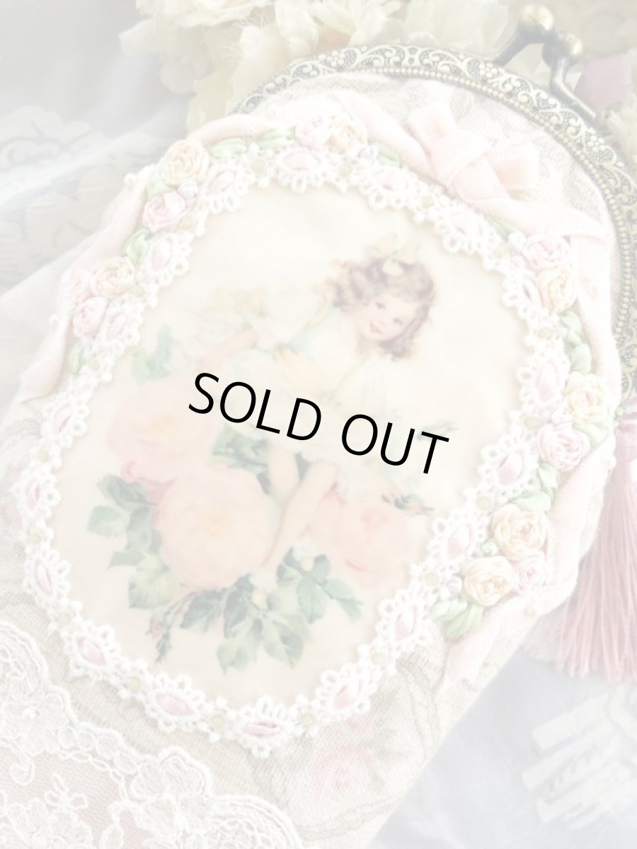 画像3: ピンクの薔薇の少女のポーチ完成品 (akiko) (3)