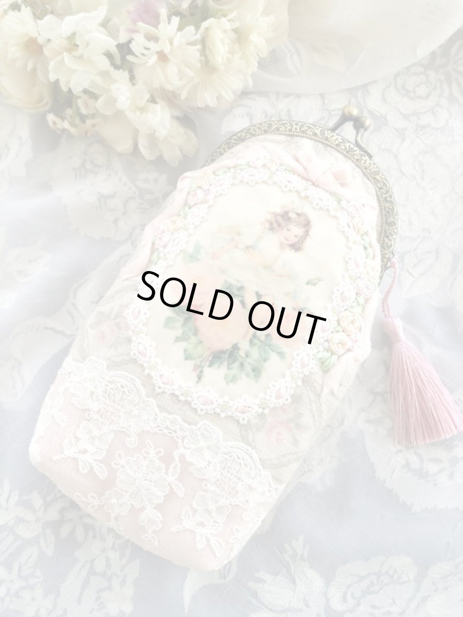 画像2: ピンクの薔薇の少女のポーチ完成品 (akiko) (2)