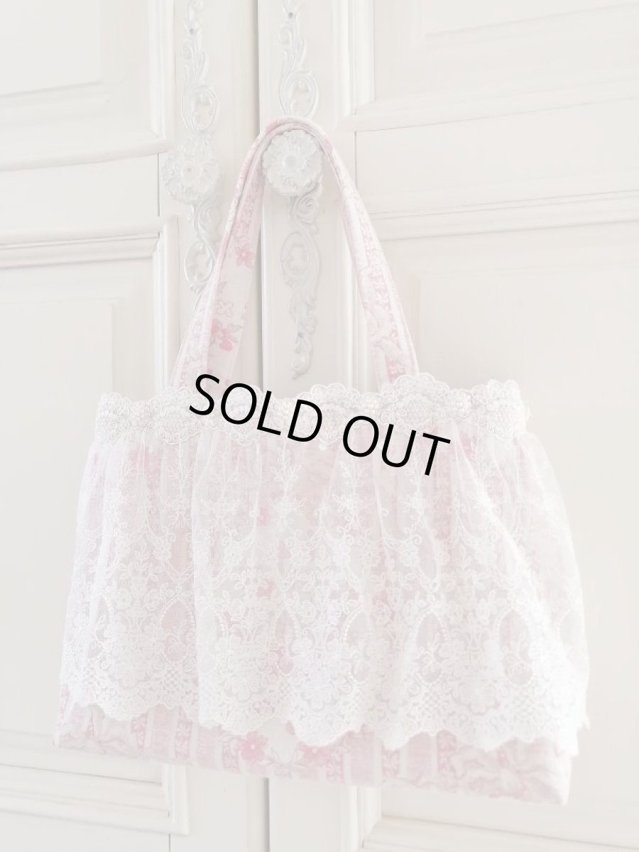 画像2: チュールレースの大人バッグ完成品　B (akiko) (2)