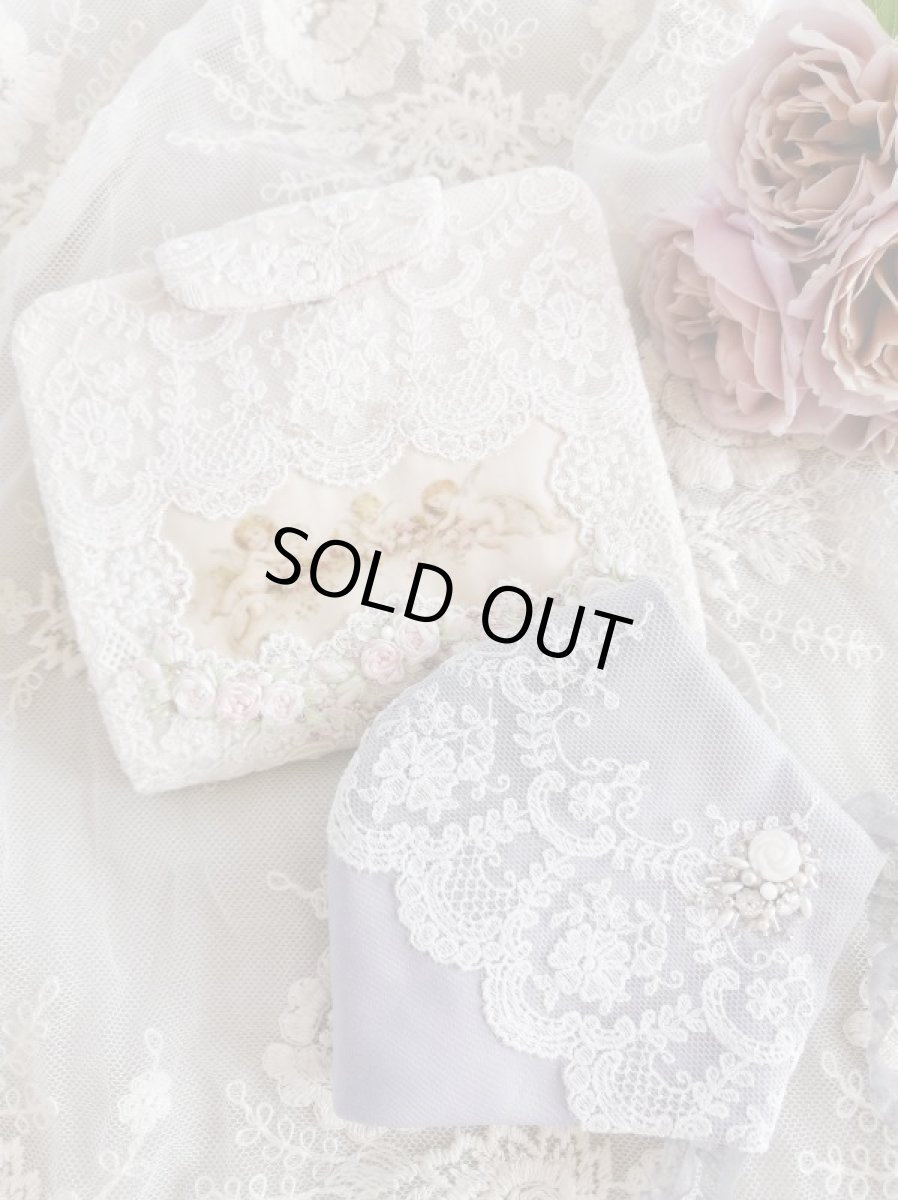 画像1: キラキラビジューのマスクとマスクケースC　完成品   (akiko) (1)