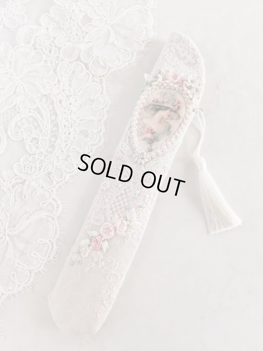 画像2: ヴィクトリアンなリボン刺繍の扇子ケース完成品  (akiko) (2)