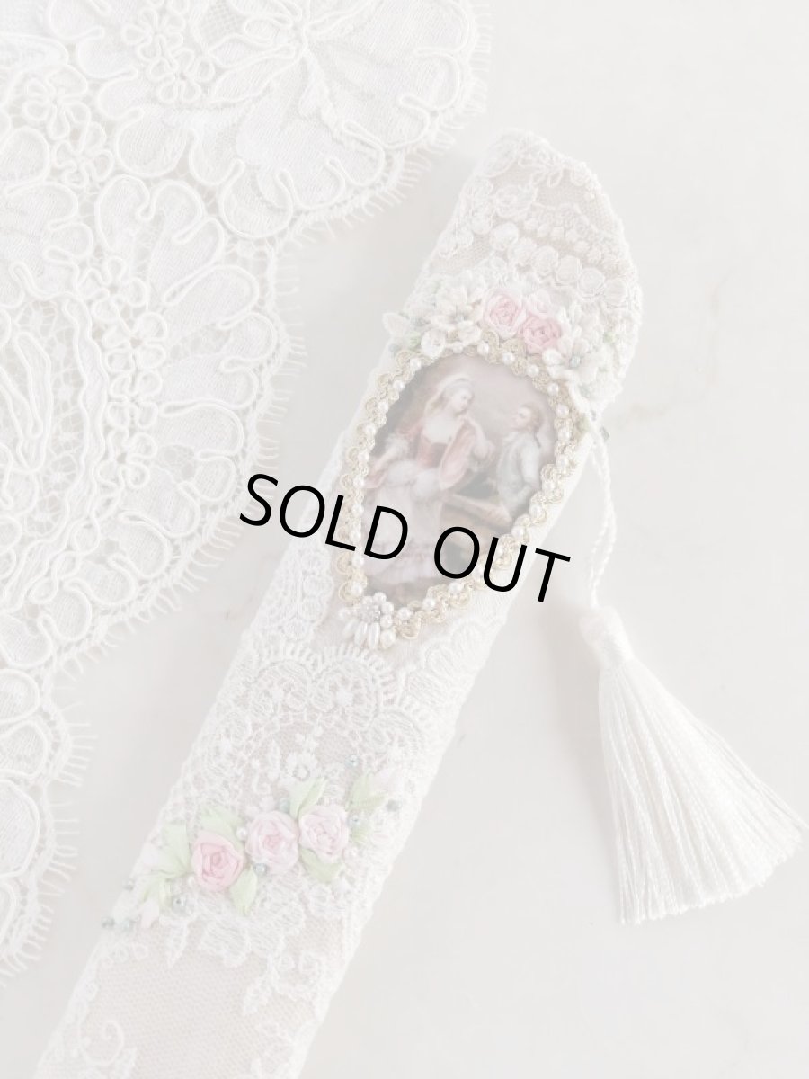 画像1: ヴィクトリアンなリボン刺繍の扇子ケース完成品  (akiko) (1)