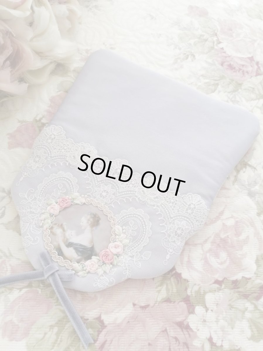 画像4: ネコと婦人の綿サテンのポーチのキット (4)