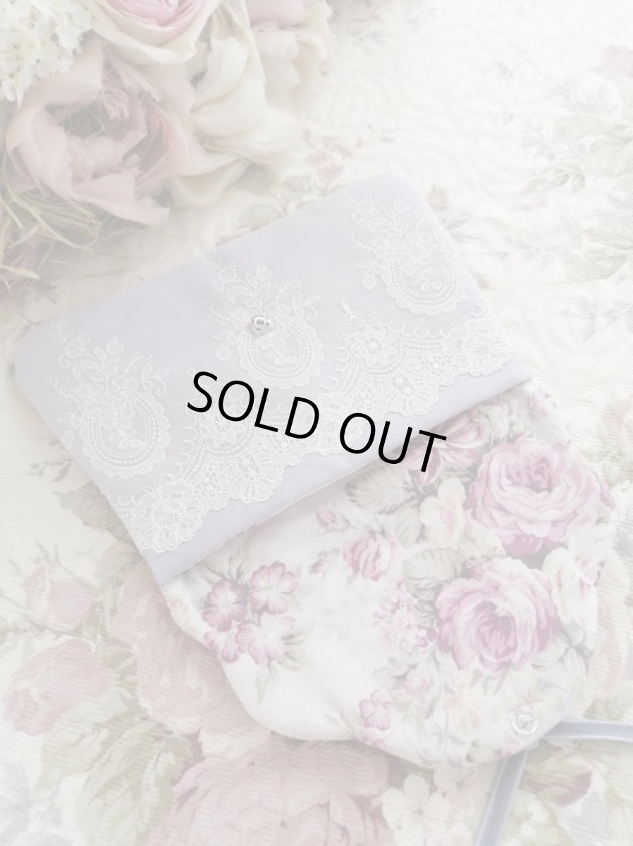 画像3: ネコと婦人の綿サテンのポーチのキット (3)