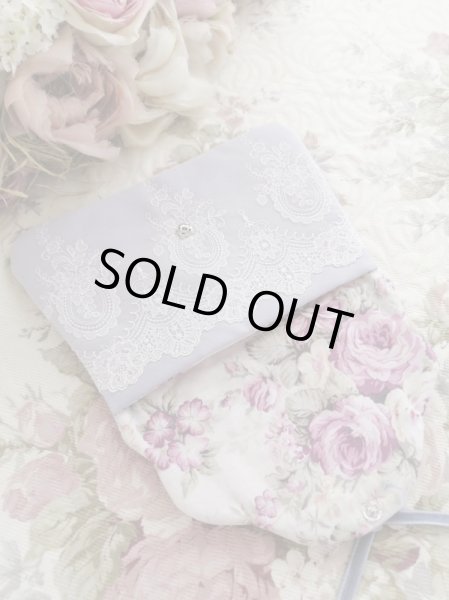 画像3: ネコと婦人の綿サテンのポーチのキット (3)