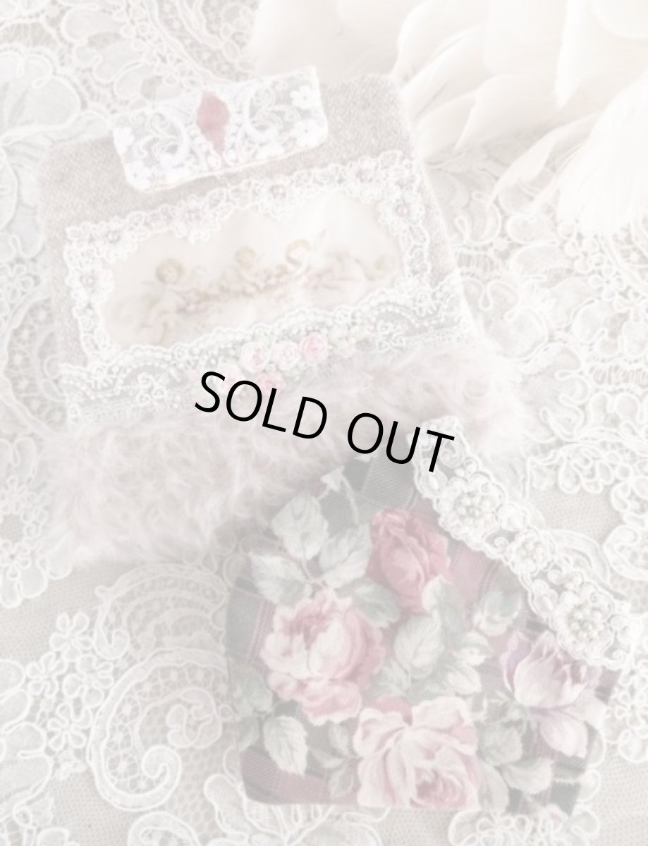 画像1: ふわふわモヘアのマスクケースとビジューマスク　D　完成品   (akiko) (1)