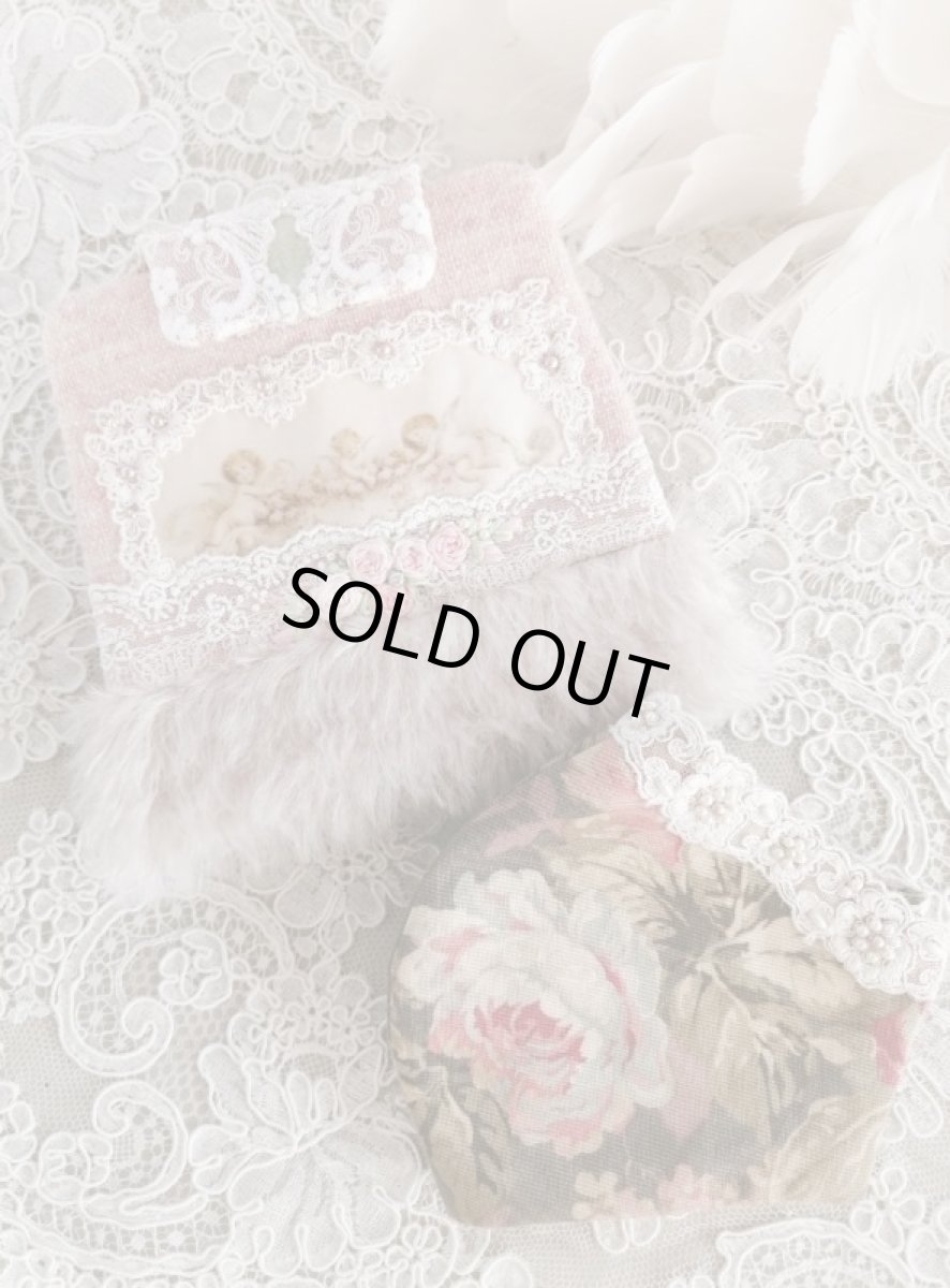 画像1: ふわふわモヘアのマスクケースとビジューマスク　C　完成品   (akiko) (1)