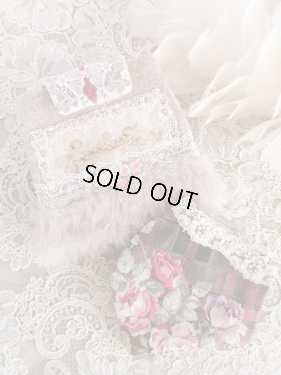 画像1: ふわふわモヘアのマスクケースとビジューマスク　F　完成品   (akiko) (1)