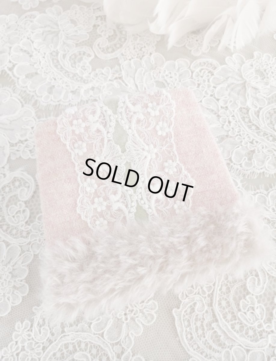 画像2: ふわふわモヘアのマスクケースとビジューマスク　C　完成品   (akiko) (2)