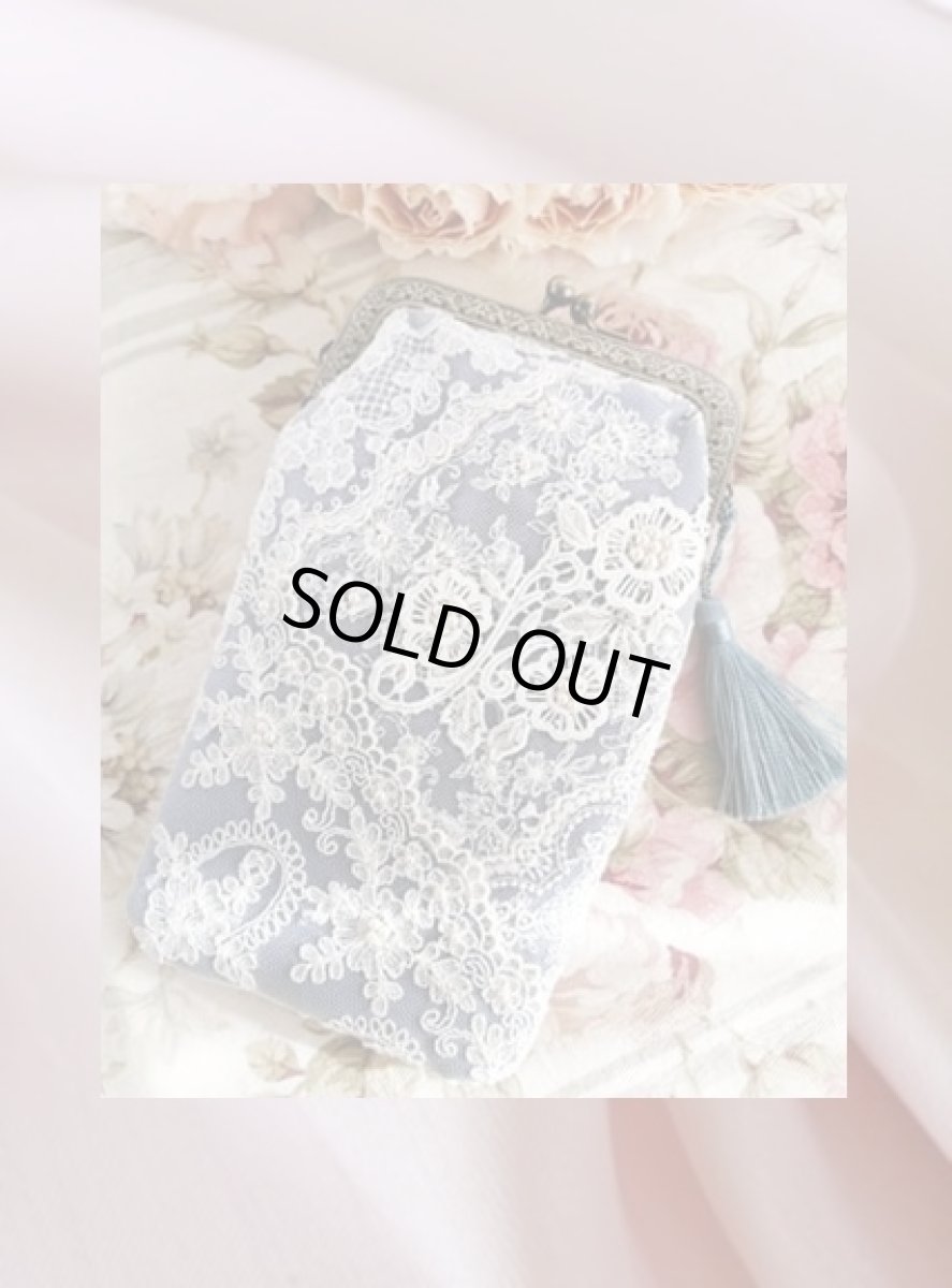 画像1: シャンタン生地レースのポーチのキット(ピンク） (1)