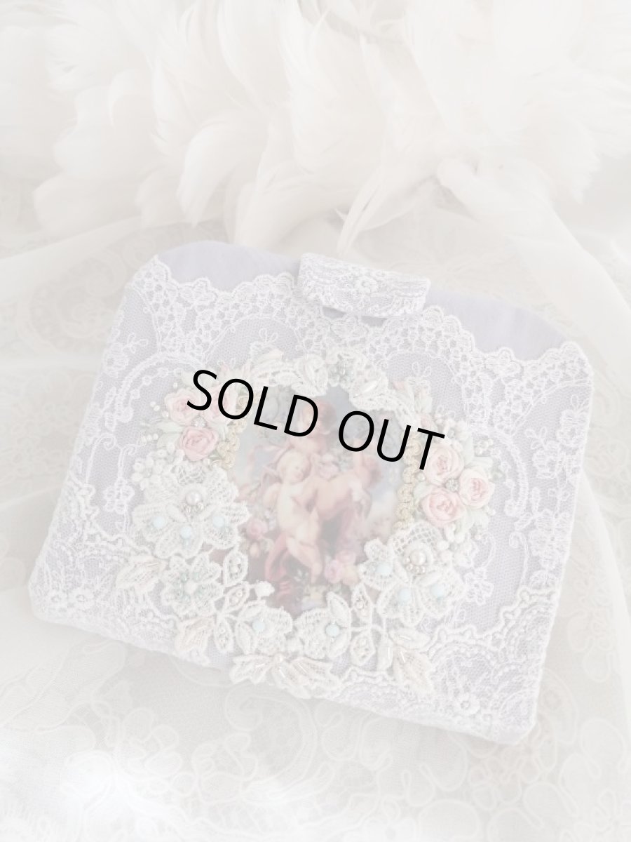 画像2: 不織布マスクも入れられちゃうエンジェルのマスクケースとレース柄マスクのセットC　完成品   (akiko) (2)