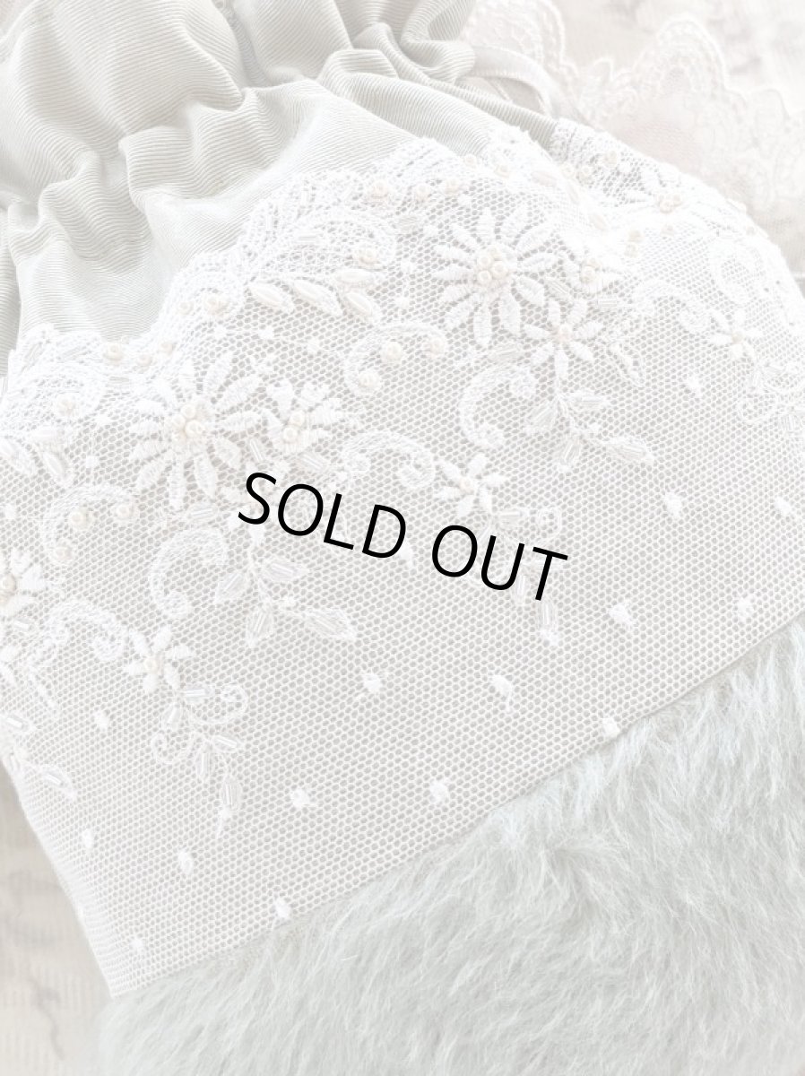 画像2: ドイツモヘアのキラキラフワフワ巾着バッグ完成品 A　 (akiko) (2)