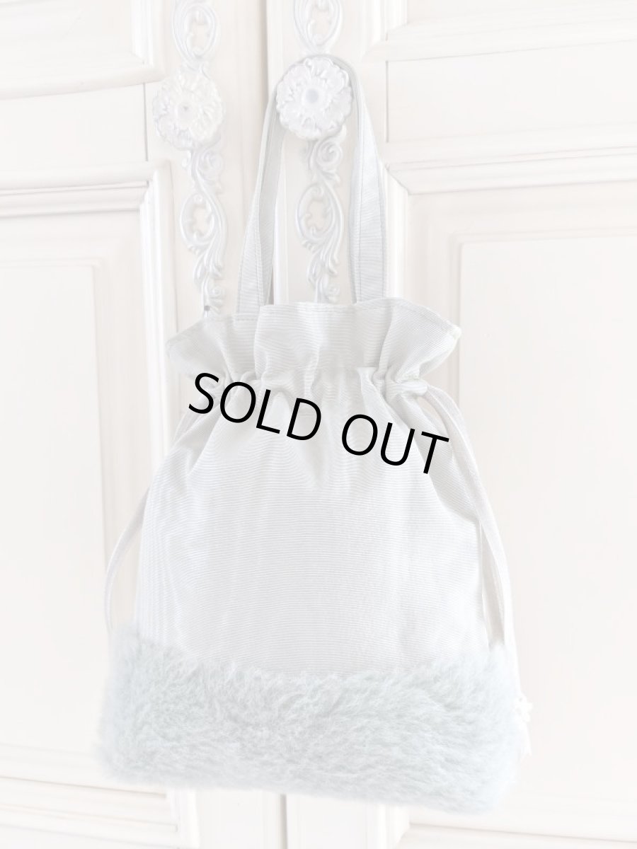 画像3: ドイツモヘアのキラキラフワフワ巾着バッグ完成品 A　 (akiko) (3)