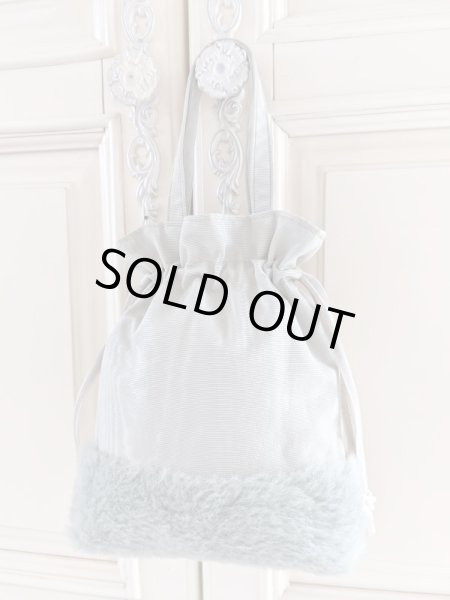 画像3: ドイツモヘアのキラキラフワフワ巾着バッグ完成品 C　 (akiko) (3)