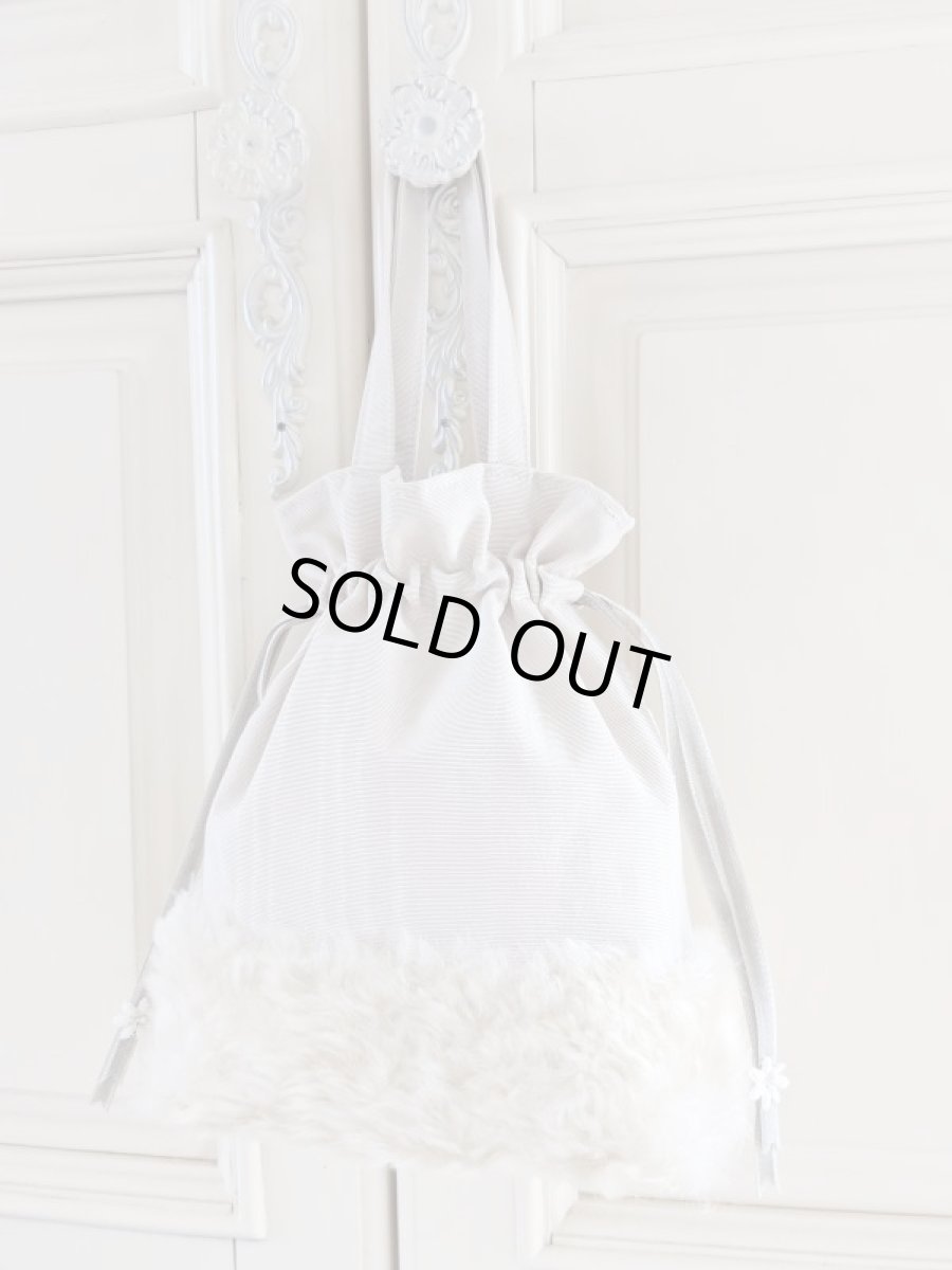 画像3: ドイツモヘアのキラキラフワフワ巾着バッグ完成品 B　 (akiko) (3)