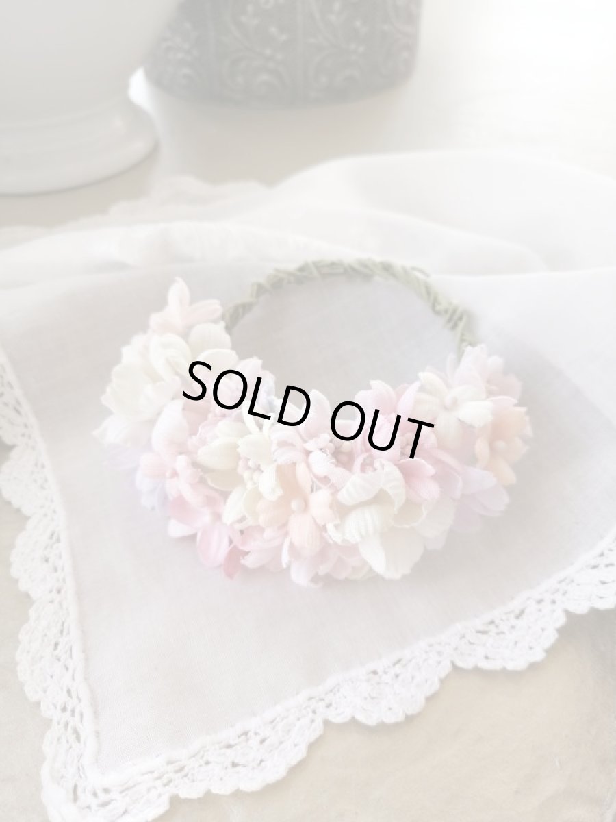 画像1: 布花　〜パステル色の小花のリース〜 (1)