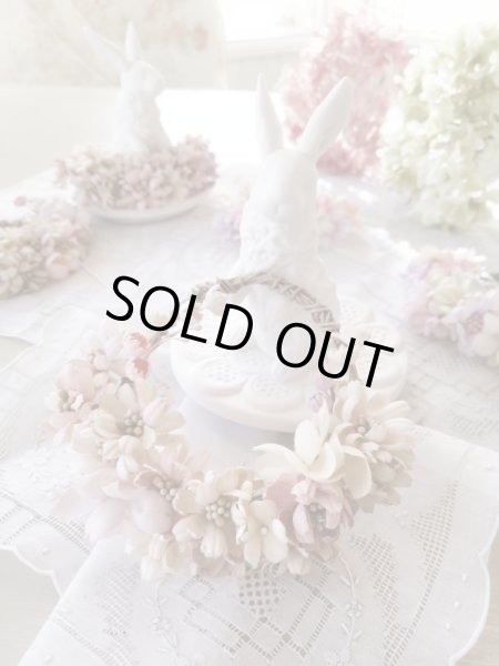 画像2: 布花　〜パステル色の小花のリース〜 (2)