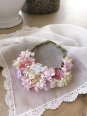 画像1: 布花　〜パステル色の小花のリース〜 (1)