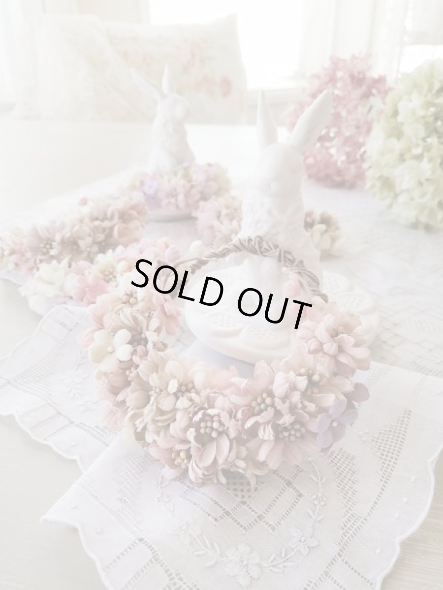 画像2: 布花　〜パステル色の小花のリース〜 (2)