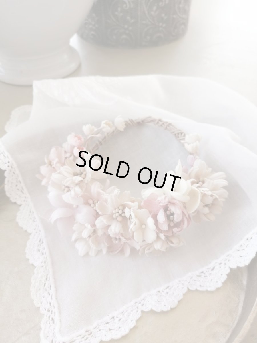 画像1: 布花　〜パステル色の小花のリース〜 (1)