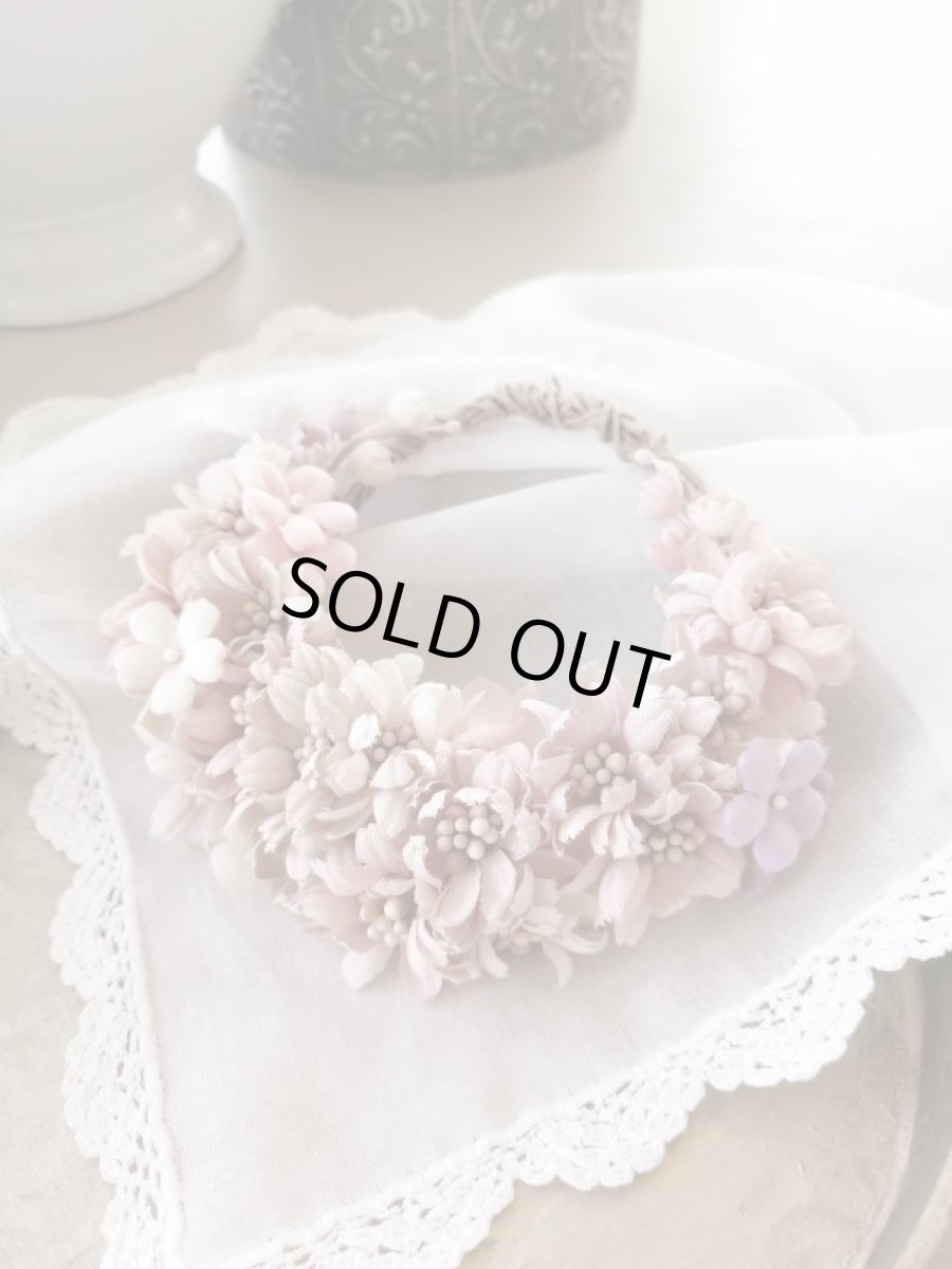 画像1: 布花　〜パステル色の小花のリース〜 (1)