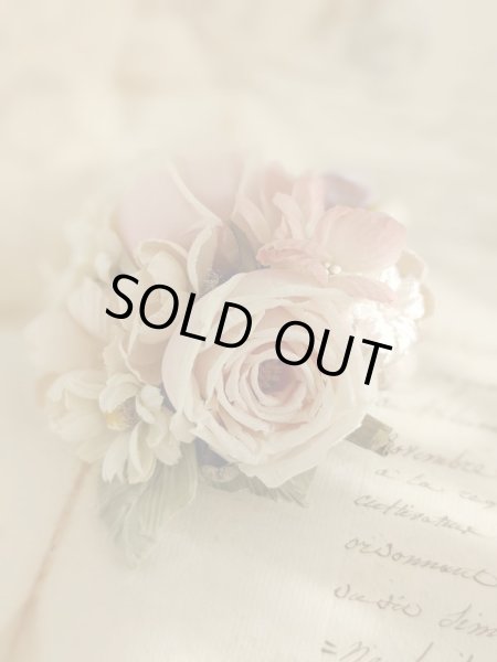 画像4: 布花　〜アンティークピンクな薔薇のコサージュ〜 (4)