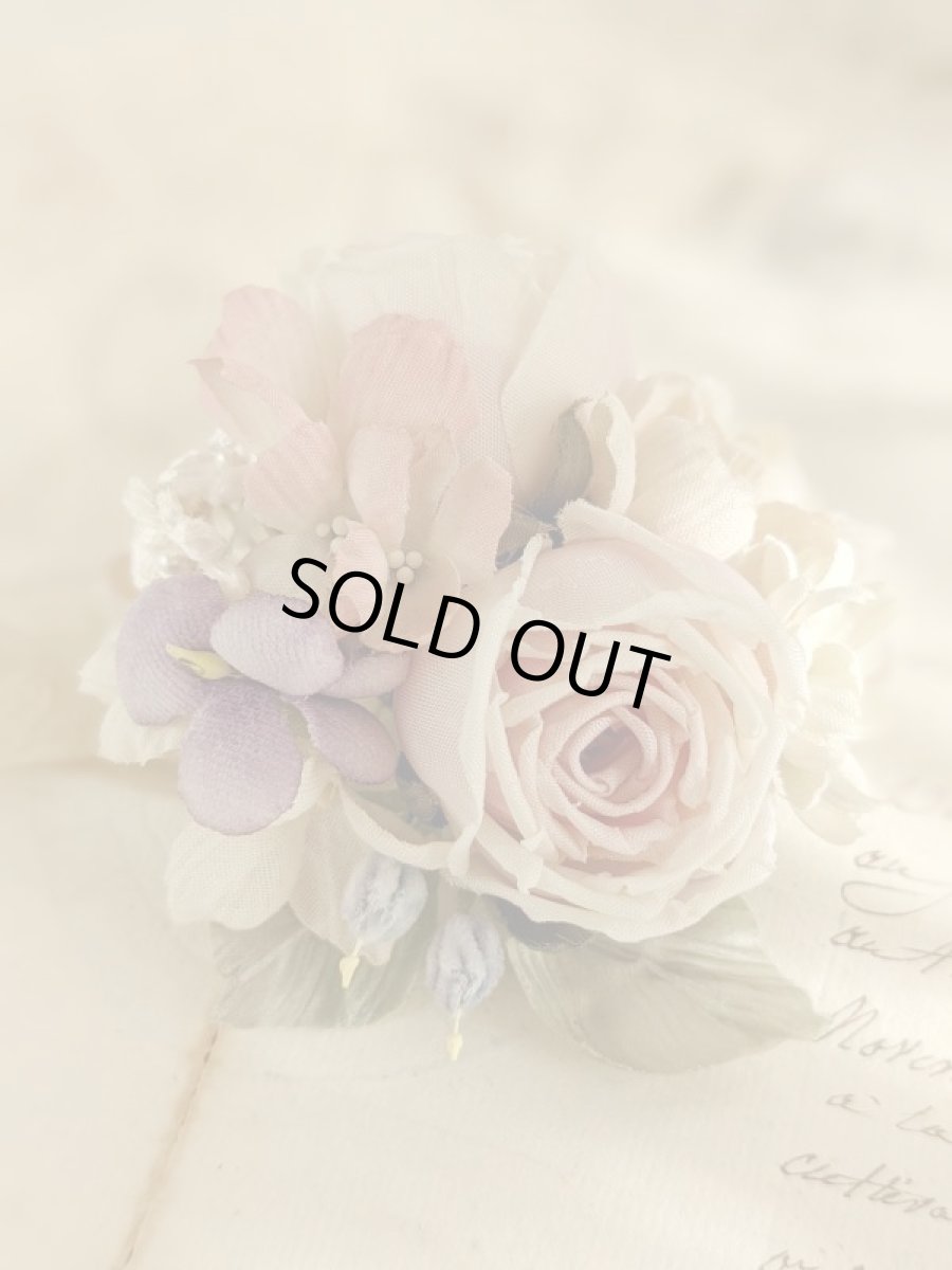 画像2: 布花　〜アンティークピンクな薔薇のコサージュ〜 (2)