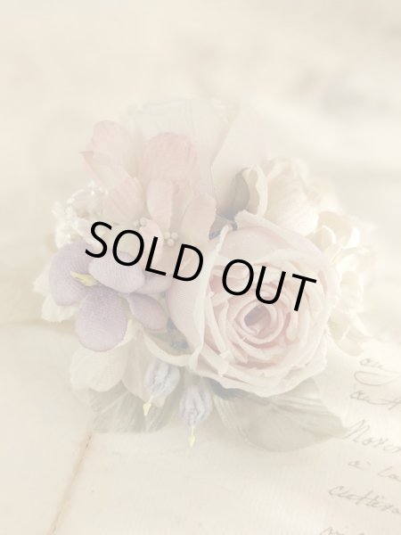 画像2: 布花　〜アンティークピンクな薔薇のコサージュ〜 (2)