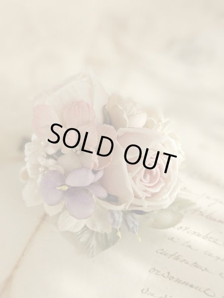 画像3: 布花　〜アンティークピンクな薔薇のコサージュ〜 (3)