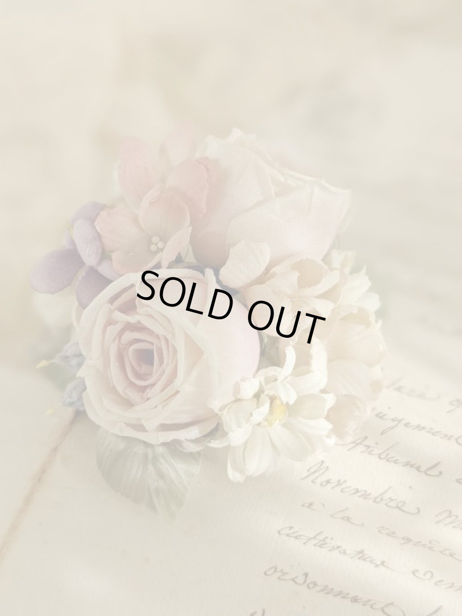 画像6: 布花　〜アンティークピンクな薔薇のコサージュ〜 (6)