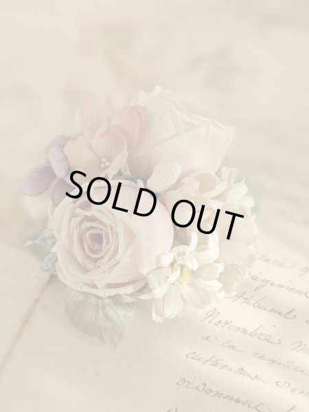 画像6: 布花　〜アンティークピンクな薔薇のコサージュ〜 (6)