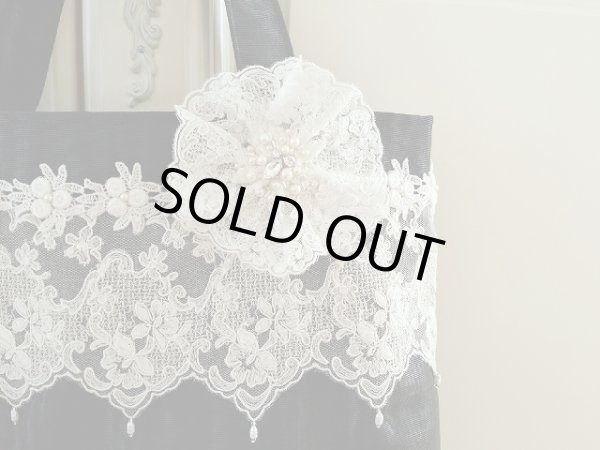 画像2: キラキラコサージュ付きモアレのバッグのキット (2)