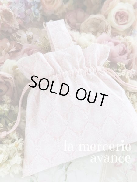 画像3: 【キットの完成品】リボン刺繍の巾着バッグ (3)