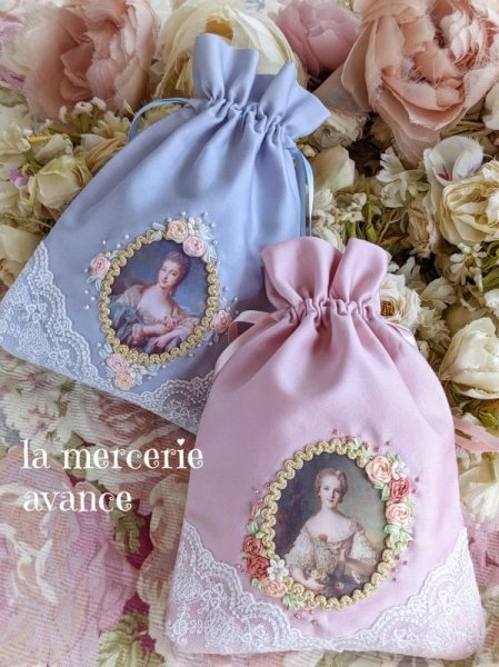 画像3: 綿サテン生地の巾着のキット（ピンク） (3)