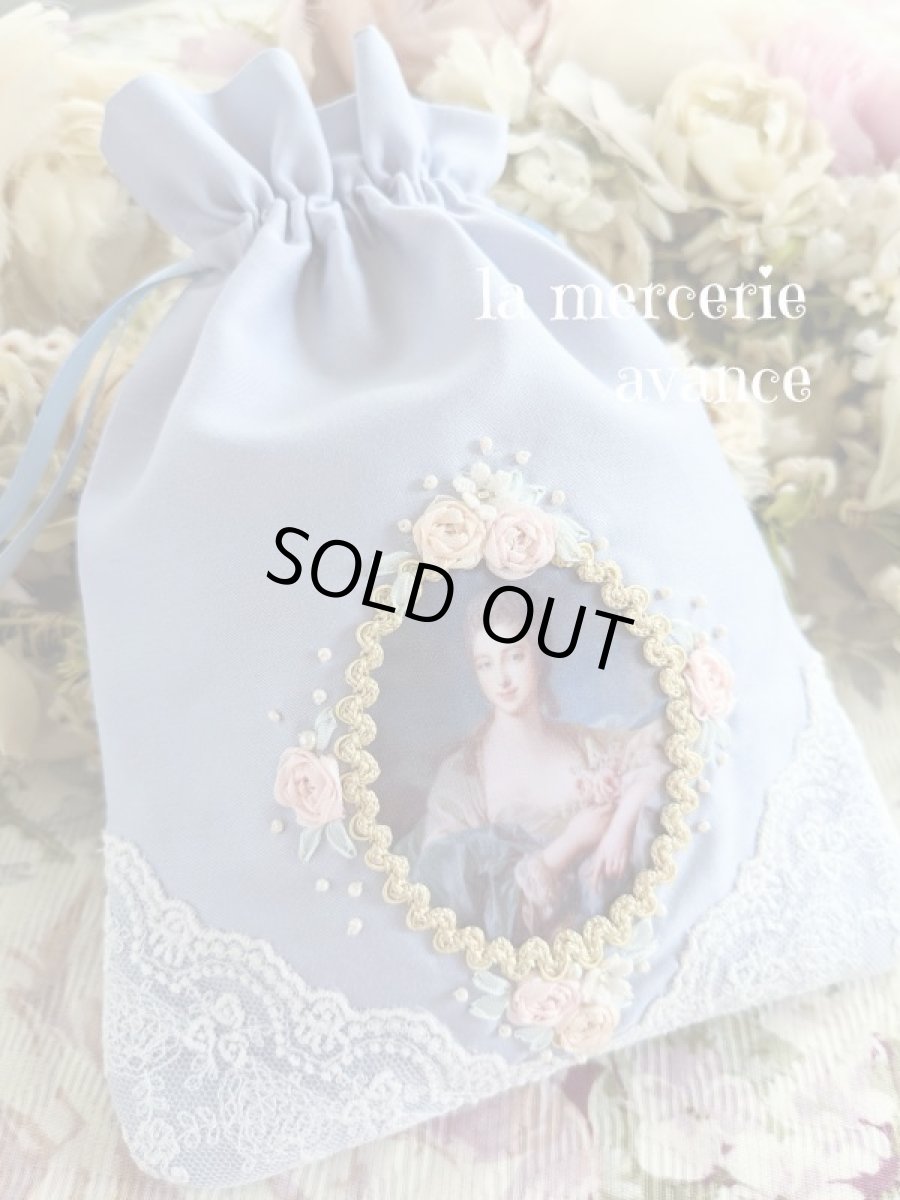 画像1: 麺サテン生地の巾着のキット（パープル） (1)