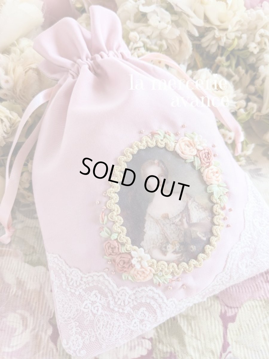 画像1: 【キットの完成品】綿サテン生地の巾着の（ピンク） (1)