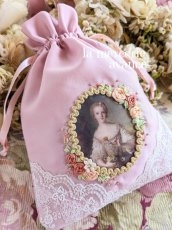 画像1: 綿サテン生地の巾着のキット（ピンク） (1)