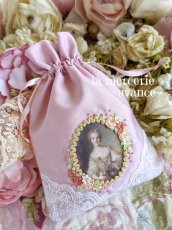 画像2: 綿サテン生地の巾着のキット（ピンク） (2)