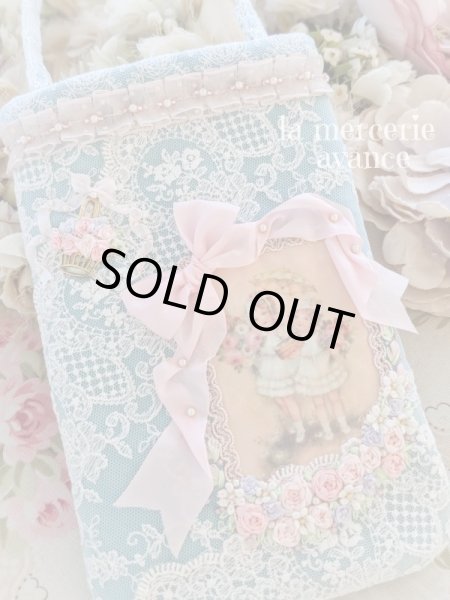 画像2: シルクリボンローズバスケットのスマホポーチ (akiko) (2)