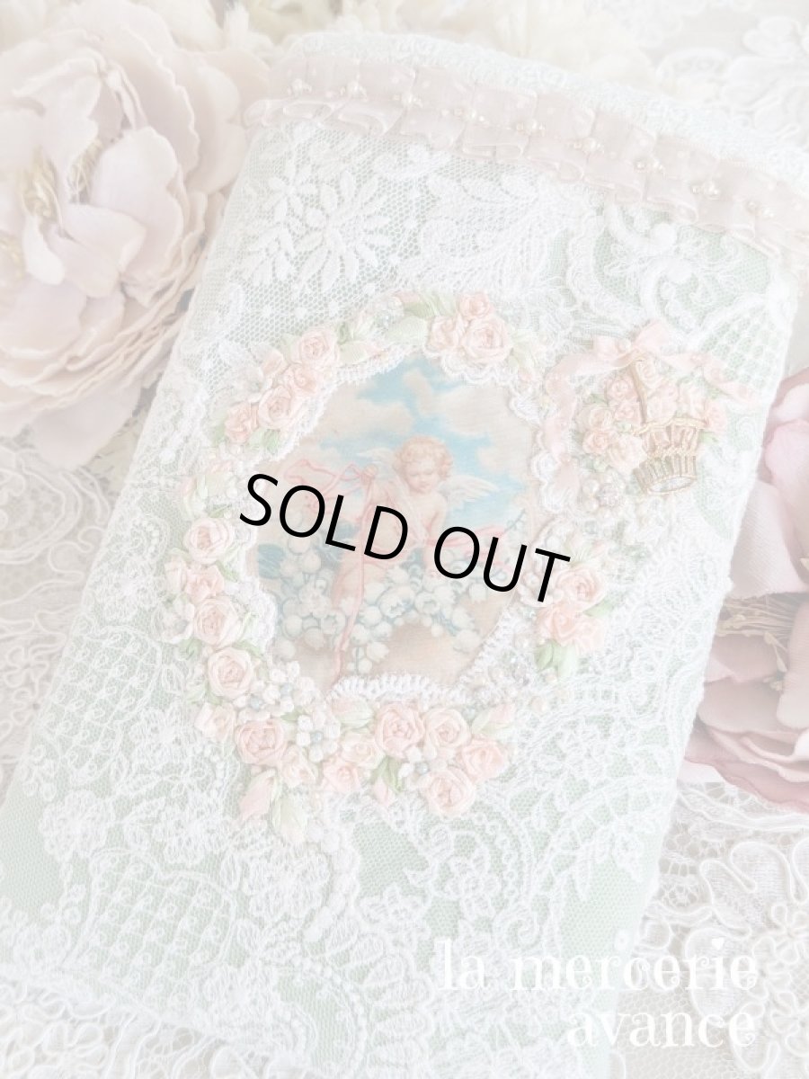 画像1: 薔薇の刺繍がたっぷりのスマホポーチA (akiko) (1)