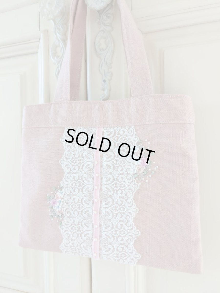 画像2: 蕾の地模様がエレガントなジャガード生地のバッグ完成品（MISIHO)  (2)