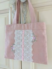 画像2: 蕾の地模様がエレガントなジャガード生地のバッグ完成品（MISIHO)  (2)