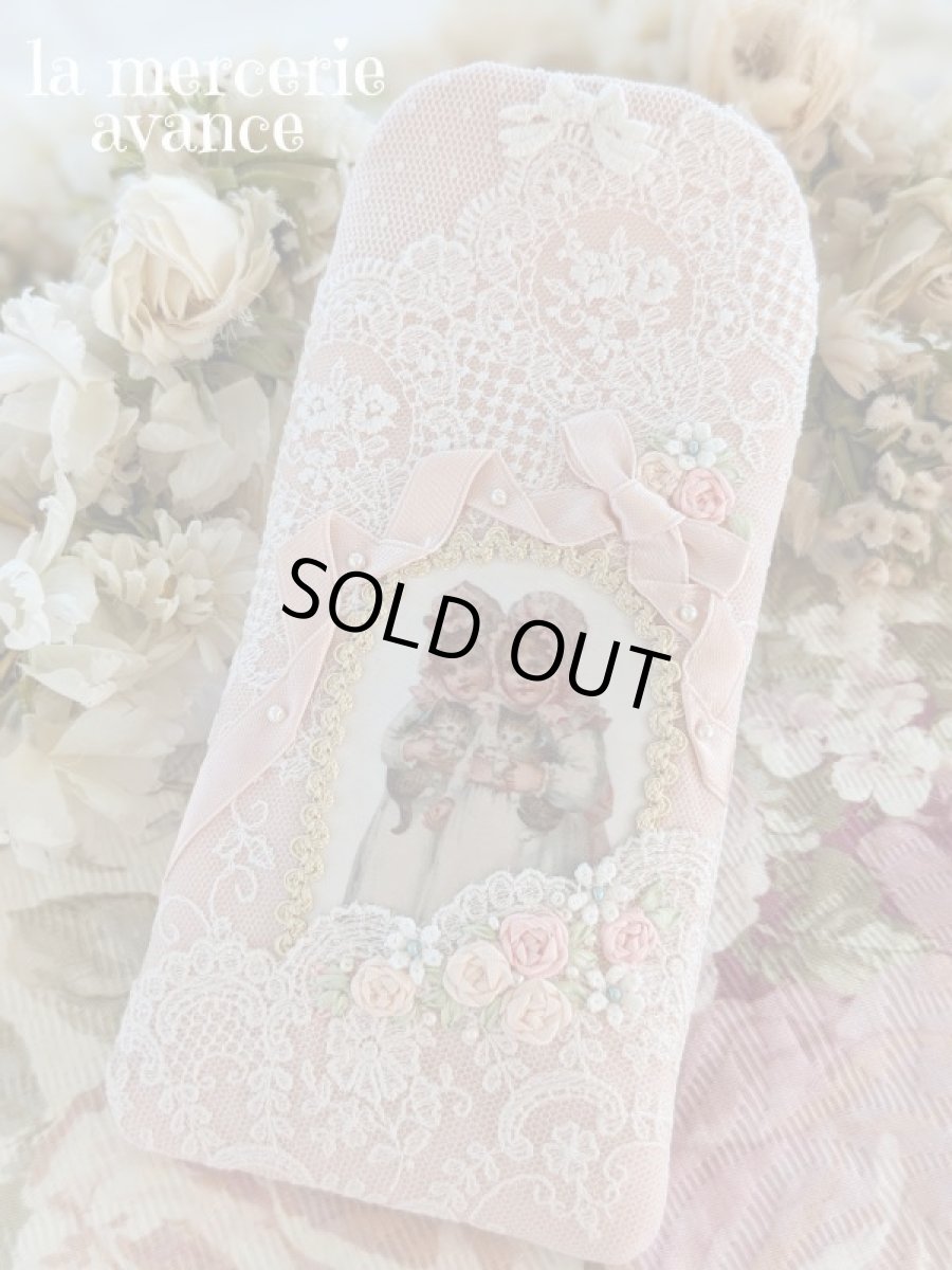 画像1: ピンクリボンのメガネポーチ (1)